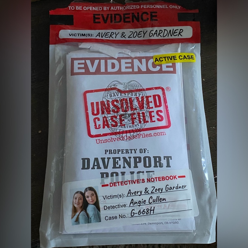 Unsolved Case Files 3: Avery & Zoey Gardner Mystery Game- Family Game Night